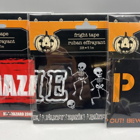 Lot of 4 Different Fright Tapes Halloween Decorations 30 Feet Each New - Picture 4 of 5